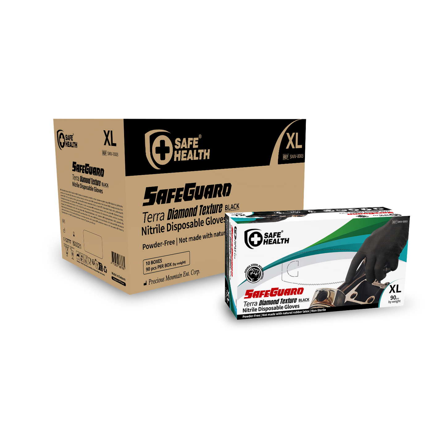 Black Diamond Grip Heavy Duty Nitrile Gloves (Industrial)